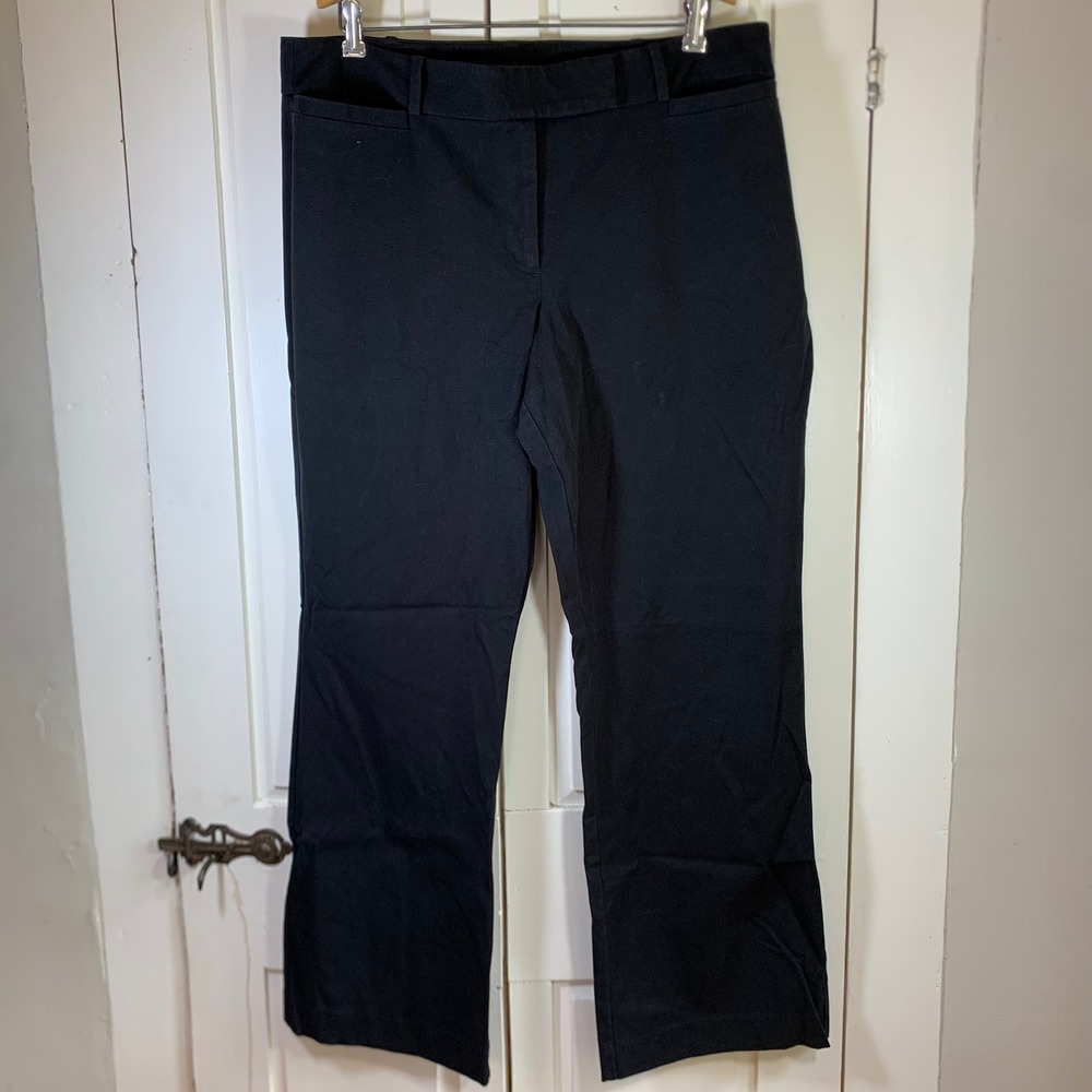 Ann Taylor Black Curvy Fit Straight Leg Dress Pants Trousers Womens 16 Office